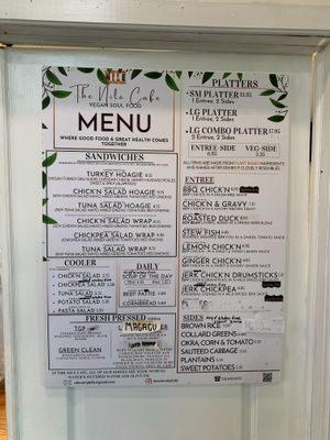 Menu w/ Prices at The Nile Cafe in Philadelphia