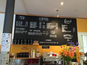 Menu and counter. at Airtime Cafe in Lauterbrunnen