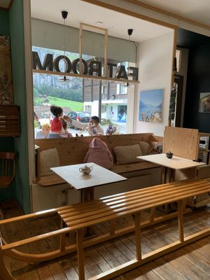 Inside and outside seating   at Airtime Cafe in Lauterbrunnen