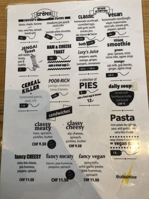 Menu at Airtime Cafe in Lauterbrunnen