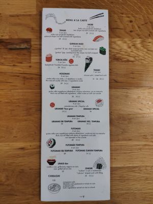 Menu at Youmiko Sushi in Krakow