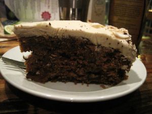 Carrot cake. There are quite a few spots where you can get vegan carrot cake in Montreal. I really like this one. The portion is gigantic. at Panthere Verte - St. Denis in Montreal