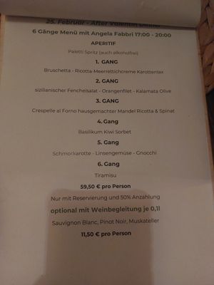 Beispiel eines Menüs at Paletti Die Genuss Bar in Neu-isenburg