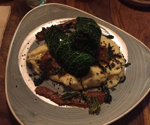 Wirsingroulade auf Polenta  at Paletti Die Genuss Bar in Neu-isenburg