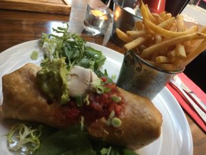 Chimichanga  with fries  at The Bohemian in Newcastle Upon Tyne