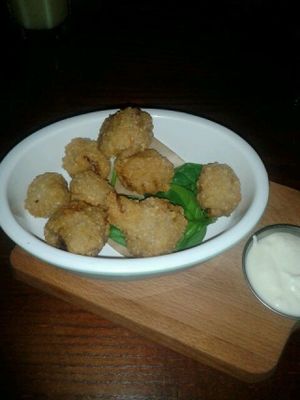 Breaded garlic button mushrooms and mayo dip (vg) at The Bohemian in Newcastle Upon Tyne