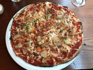 Vegan Hawaiian pizza at The Bohemian in Newcastle Upon Tyne