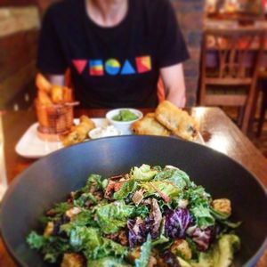 Ceasar salad with chick’n and baecon and ranch sauce at The Bohemian in Newcastle Upon Tyne