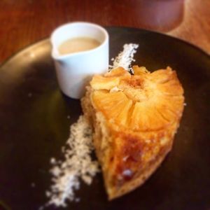 Pineapple upside down cake with very rum custard  at The Bohemian in Newcastle Upon Tyne
