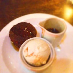 Sticky toffee pudding with ice cream  at The Bohemian in Newcastle Upon Tyne
