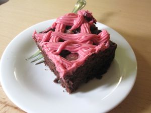 Chocolate cake at Grüne Kombüse, Rostock. at Gruene Kombuese in Rostock