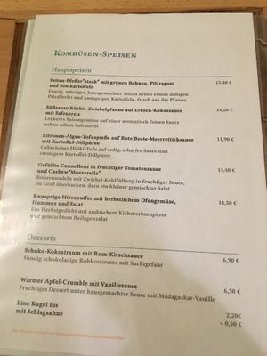 Menü Oktober 2019 at Gruene Kombuese in Rostock