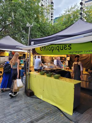 The stall is easy to find in the middle of the market area at Ethiopiques - South Bank in South East London