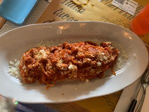 Vegan spaghetti amatriciana   at Buddy VEGGY in Rome