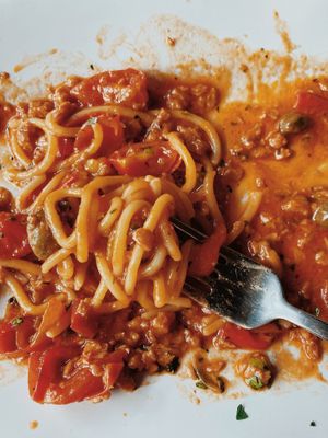 spaghetti alla puttanesca  at Buddy VEGGY in Rome