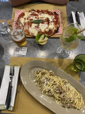 Vegan Carbonara and Vegetarian Margheritta  at Buddy VEGGY in Rome