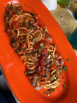 Spaghetti alla puttanesca vegana  at Buddy VEGGY in Rome