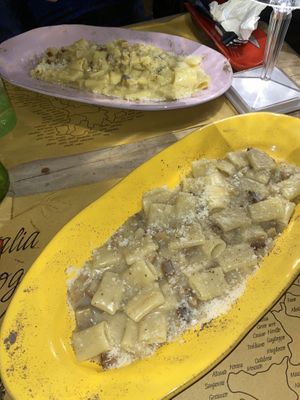 Carbonara (back) and Gricia (front) which was a little too pepper and Parmesan heavy for my liking   at Buddy VEGGY in Rome