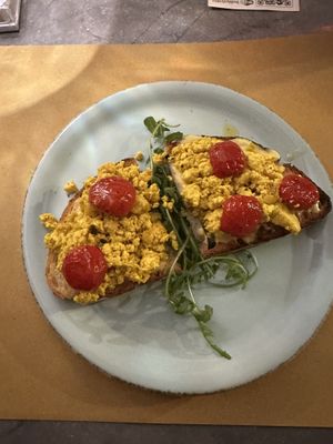 Tofu scramble bruschetta   at Buddy VEGGY in Rome
