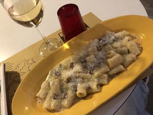 Vegan pasta carbonara  at Buddy VEGGY in Rome