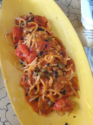 Spaghetti puttanesca €14.00 at Buddy VEGGY in Rome