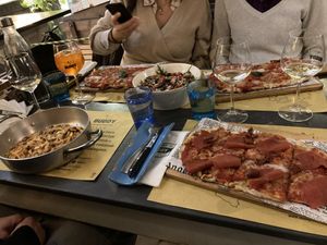 Pizza pasta and salad  at Buddy VEGGY in Rome