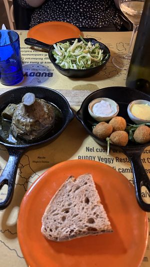 puntarelle, Roman artichoche, Olives   at Buddy VEGGY in Rome