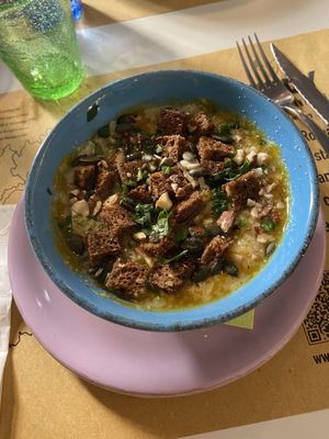 Vellutata di zucca con crostini e mandorle  at Buddy VEGGY in Rome