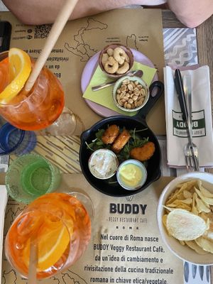 Vegan chicken nuggets and snacks with Aperols  at Buddy VEGGY in Rome