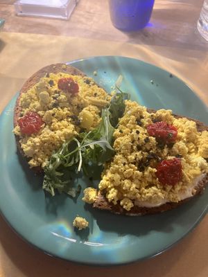 Tofu bushetta (basically just scrambled tofu on toast)  at Buddy VEGGY in Rome