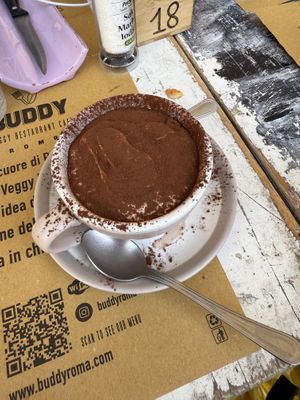 Amazing vegan tiramisu, had fresh espresso at the bottom   at Buddy VEGGY in Rome