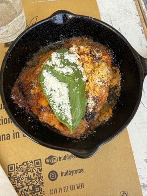 Eggplant Parmesan, perfectly cooked and cheese was excellent!  at Buddy VEGGY in Rome