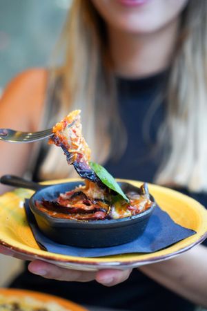 Vegan eggplant parmigiana  at Buddy VEGGY in Rome