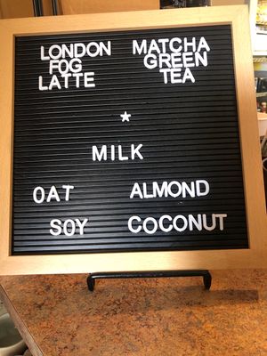 Lots of plant based mills   at Mountain City Coffeehouse in Frostburg