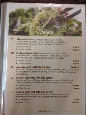 Menu - salads. at Savory Chay in Berlin