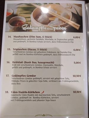 Menu - steamed dishes. at Savory Chay in Berlin