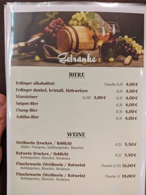 Menu - drinks. at Savory Chay in Berlin