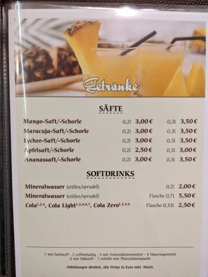 Menu - drinks. at Savory Chay in Berlin