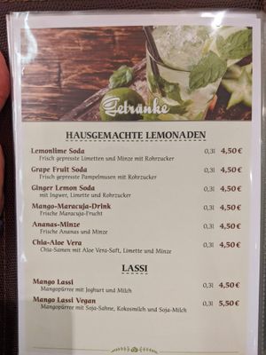 Menu - drinks. at Savory Chay in Berlin