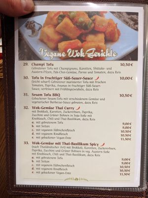 Menu - vegan wok dishes. at Savory Chay in Berlin