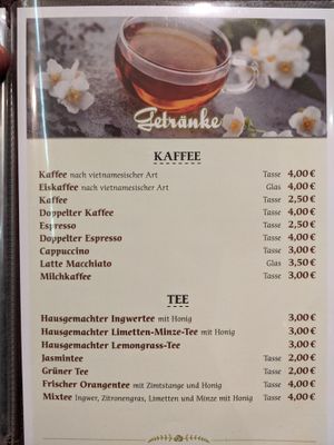 Menu - drinks. at Savory Chay in Berlin