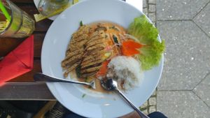 Vegan Duck in sweet potato curry sauce. at Savory Chay in Berlin