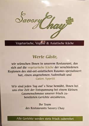 Menu page at Savory Chay at Savory Chay in Berlin