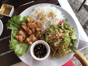 Tofu and noodles at Savory Chay in Berlin