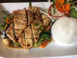 bbq sesame tofu at Savory Chay in Berlin