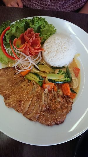 "duck" peanut red curry at Savory Chay in Berlin