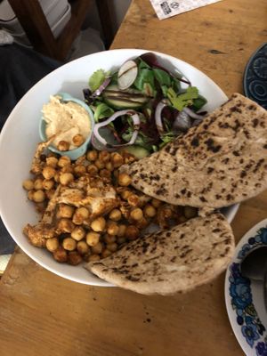 Spiced chickpeas and cauliflower  at The Garden Shed Cafe in Leamington Spa