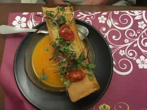 Pumpkin soup at Natura Gourmet in Alicante