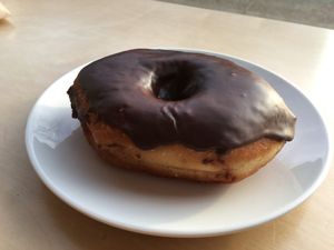 Vegan chocolate donut  at Cartems Donuts - Main St in Vancouver