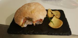 Vegan burger (nibbles all mine!) at El Candil in Almeria
